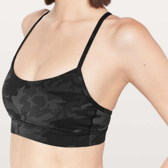 lululemon athletica Other - Lululemon Black Grey Camo Flow Y  Women's Sport Bra Sz4